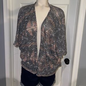 Jolt Gray and Brown Shrug Sweater with Batwing Sleeves EUC y2k sz XS/S